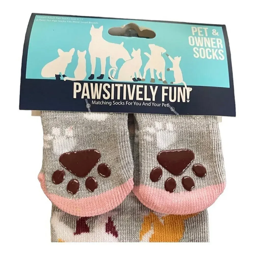 NWT Girl Doggie +Owner Matching Set Socks Pink Cute Fall Fun Animal Socks